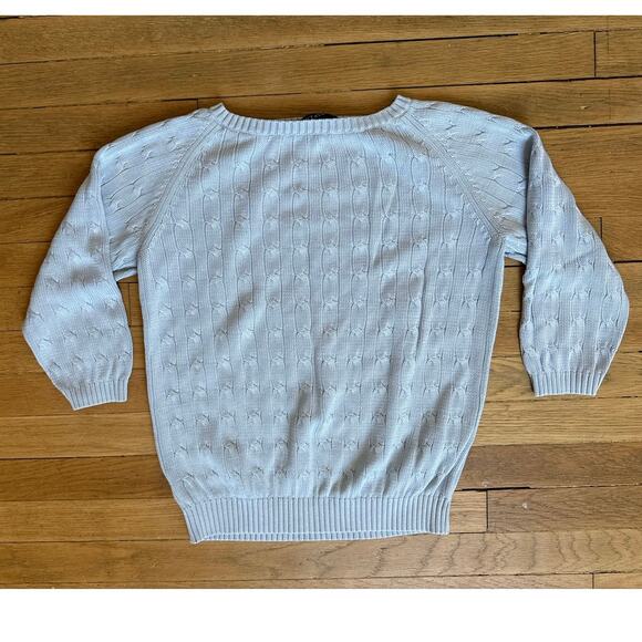 Vintage y2k Ann Taylor Cable Knit Silk/ Cotton Sweater in Pale Blue Size Small - Picture 5 of 5